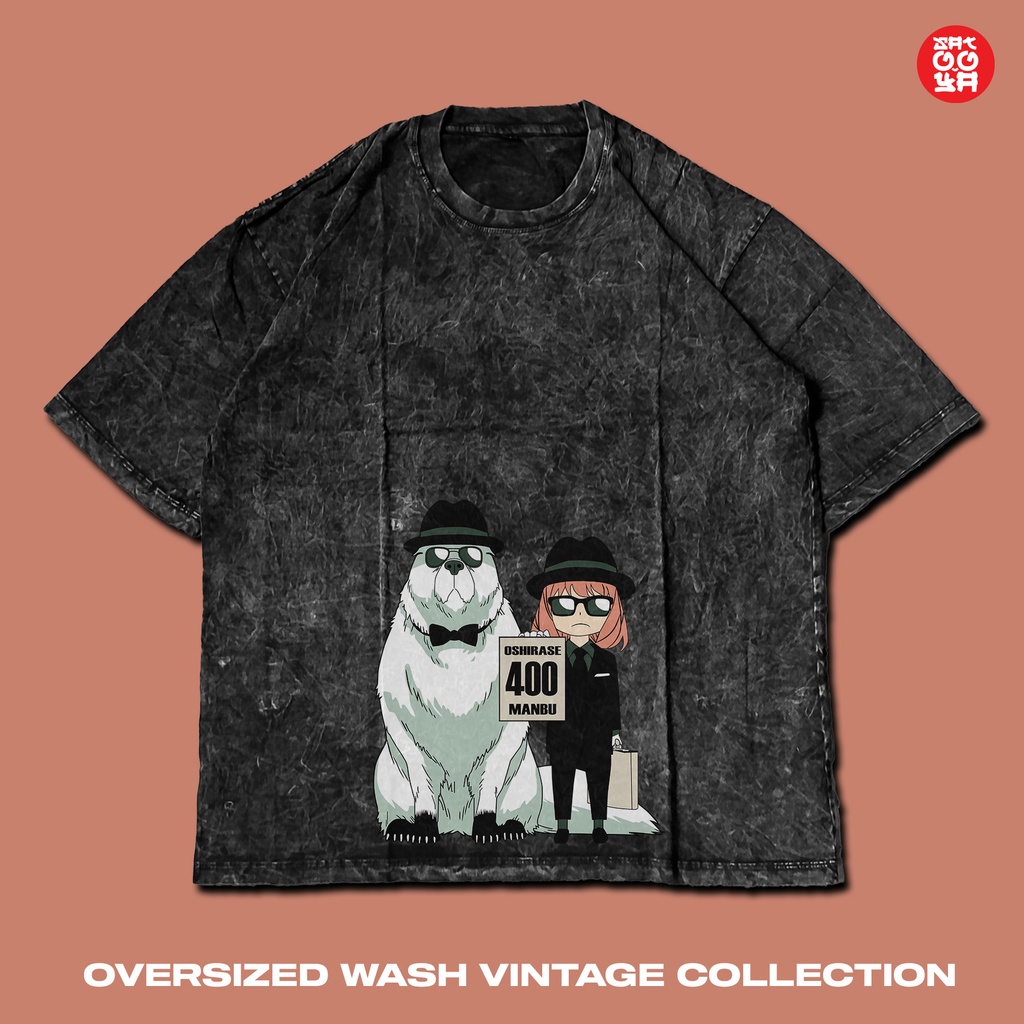 Kaos Wash Anya Forger Bond Anime Spy X Family - Stone Wash - Kaos Oversize Vintage Lucu