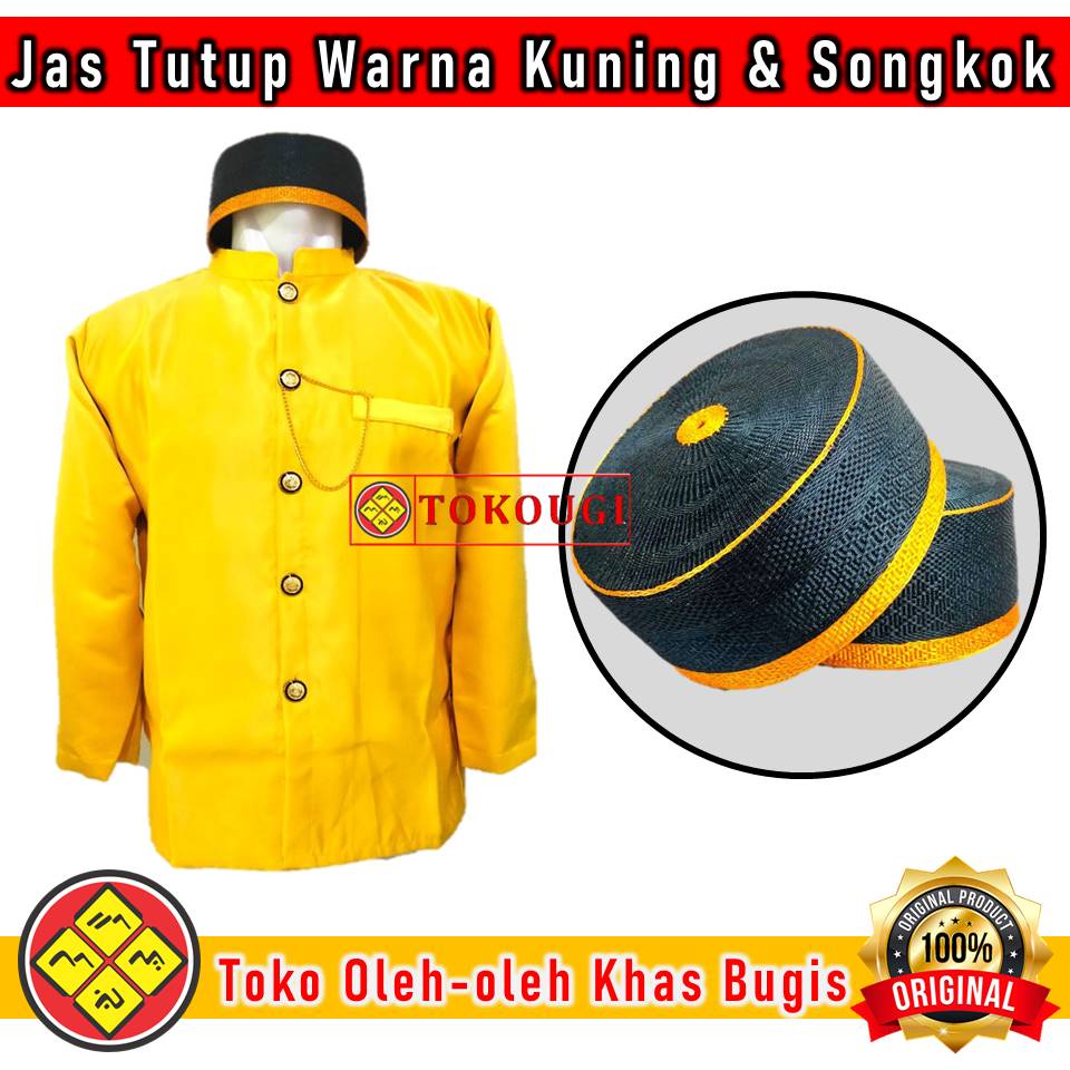 Jas Tutup Kuning Satu Set Songkok Recca Bone Lengkap Semua Size