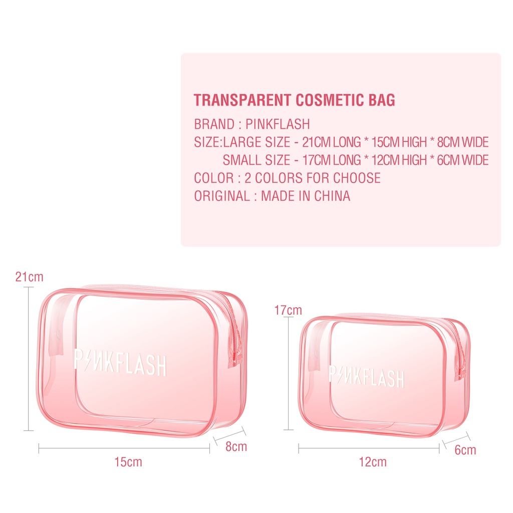 PINKFLASH Practical PVC Bag Waterproof Cosmetic Bag Wash Bag Transparent Thickened Material Wear-resistant Pressure-resistant Moisture-proof Multi-purpose