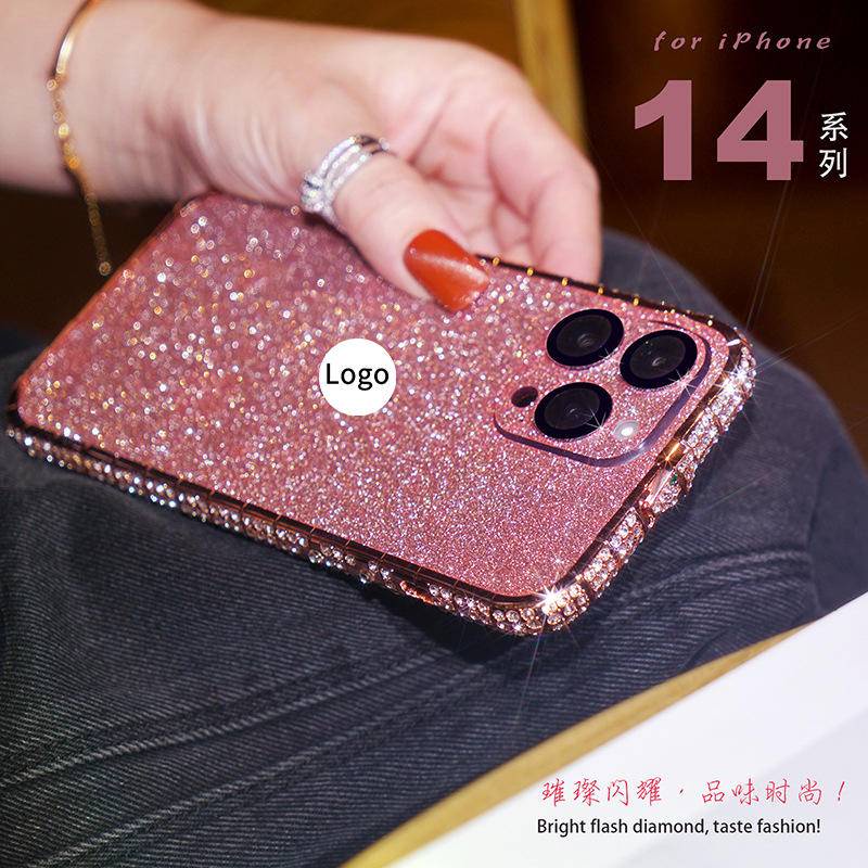 IPHONE Casing Bumper Bahan Metal Berlian Berkilau Berlian Imitasi Untuk Iphone14 13 11 12 Pro Max Case Untuk Iphone14Plus Iphone12Sarung Casing Mini