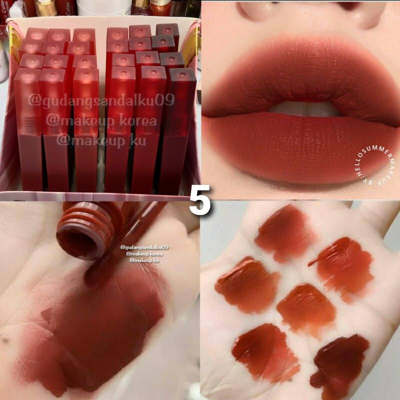 LIPSTIK WATERPROOF Matte Lipgloss Liquid Lip Tint Lipstik 6 Warna Tahan Air Tahan Lama