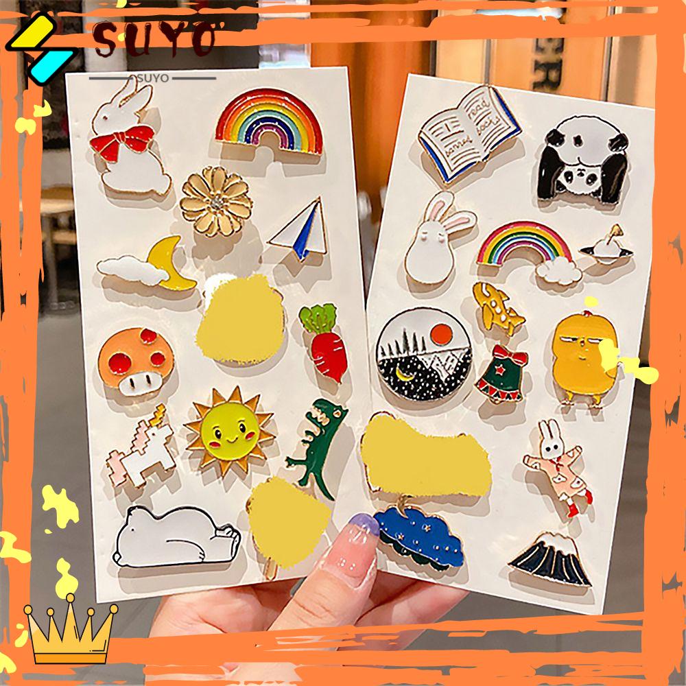 Suyo 1pc Lencana Perhiasan Hadiah Pin Kerah Lencana Aksesoris Pop-Enamel Kelinci Kartun
