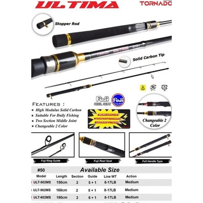 Joran Pancing TORNADO Ultima Carbon Solid Ring Reel Seat Fuji Karbon Solid Solit Padat Full  Murah T