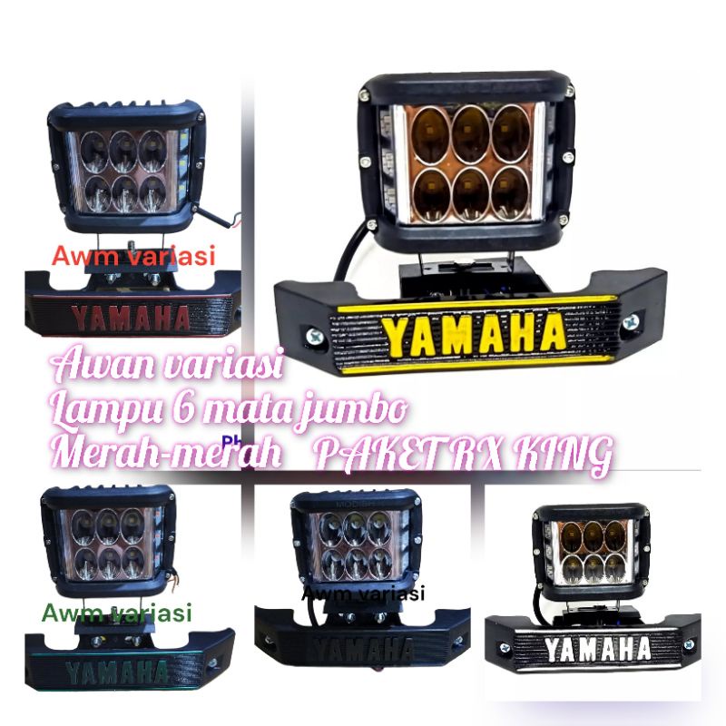 paket super ganteng rx king style lampu 6 led jumbo kiri kanan red-red plus breket kumis