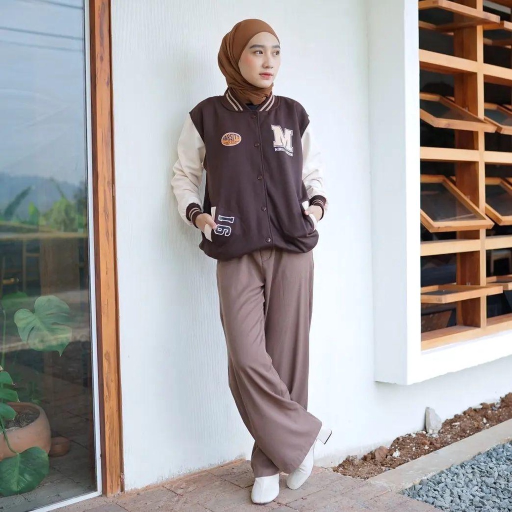 Jaket Varsity Baseball Base Ball M MINGA LONDON bisa untuk Wanita/Pria