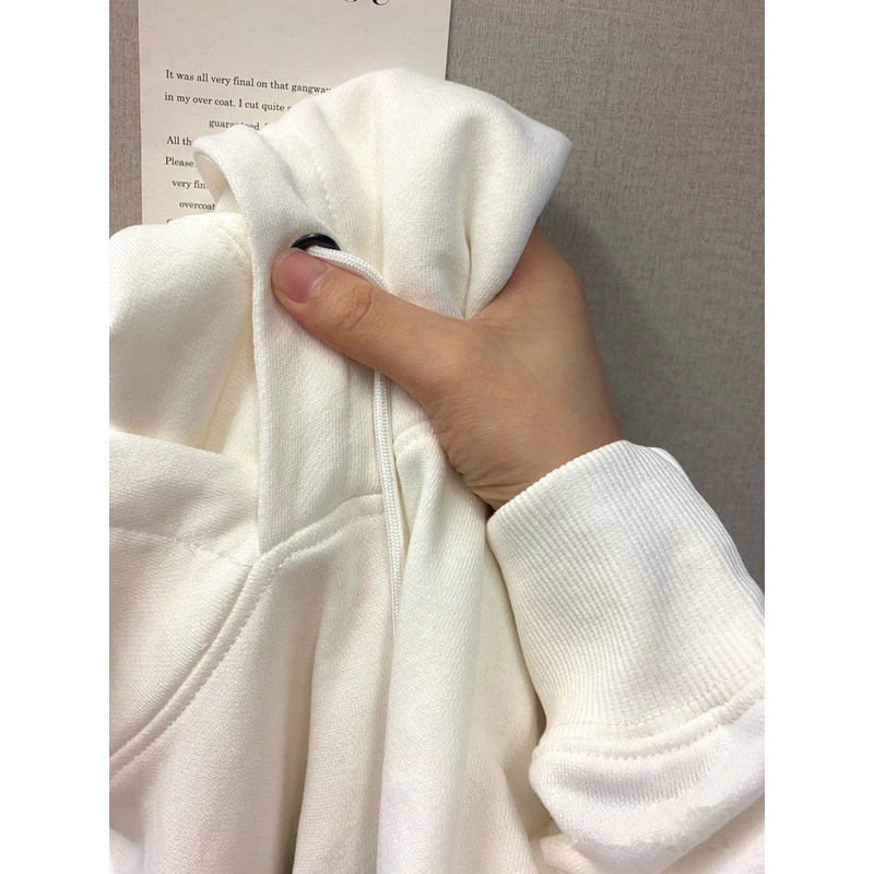 ◈✣Putih Berkerudung Sweater Wanita Musim Gugur dan Musim Dingin Plus Beludru Tebal American Hiphop Tide Merek Jaket Pasangan Atasan Lengan Panjang musim Semi