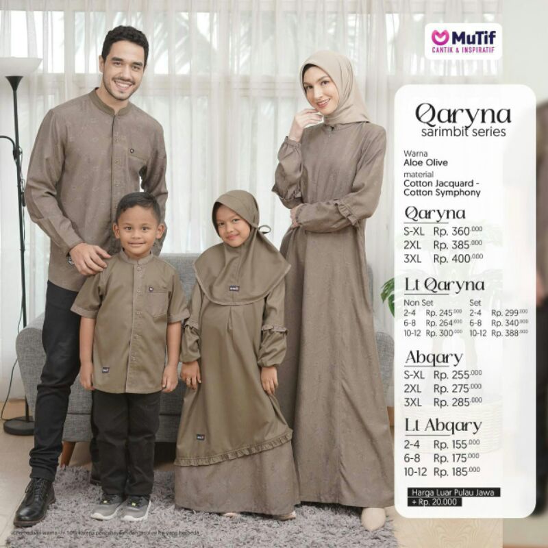 SARIMBIT MUTIF QARYNA ALOE OLIVE - COUPLE KELUARGA - KOKO ABQARY