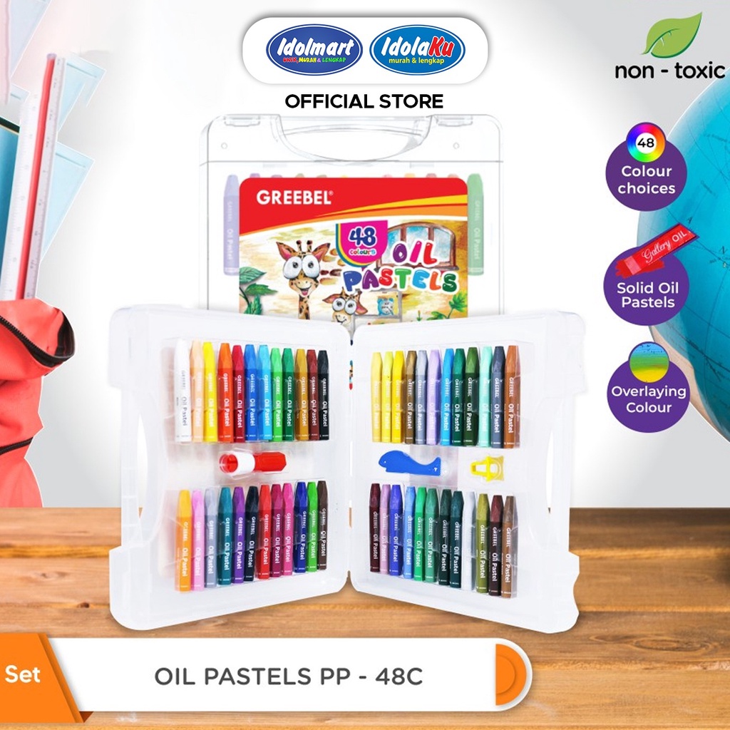 

IDOLMART GREEBEL Crayon/Krayon Kids Oil Pastel 48 Warna- Karawang