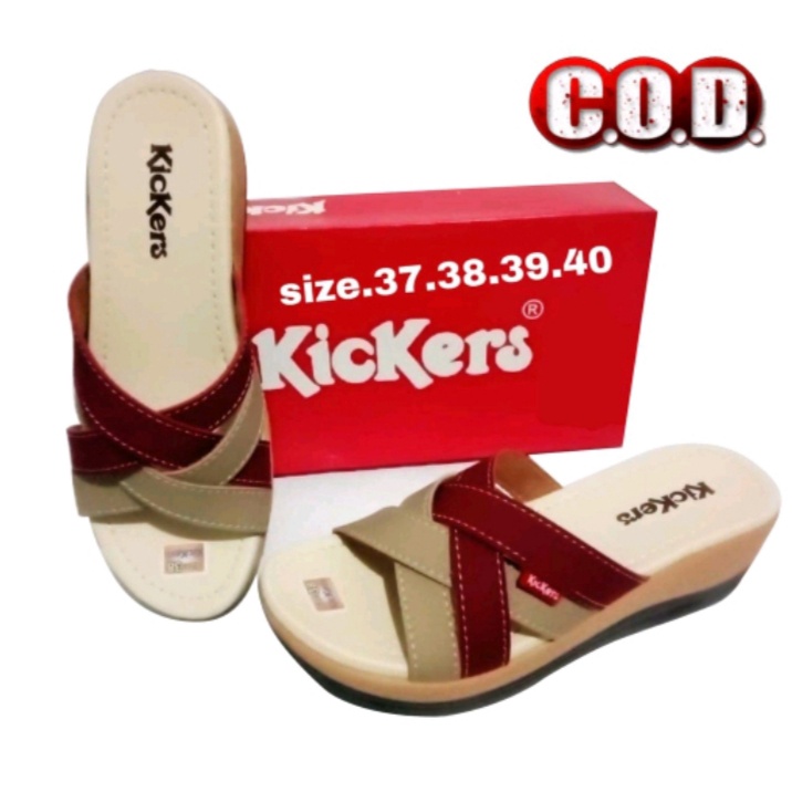 Sandal Wedges Wanita Kickers Kekinian Sandal Sendal Wanita Wedges Terbaru Murah