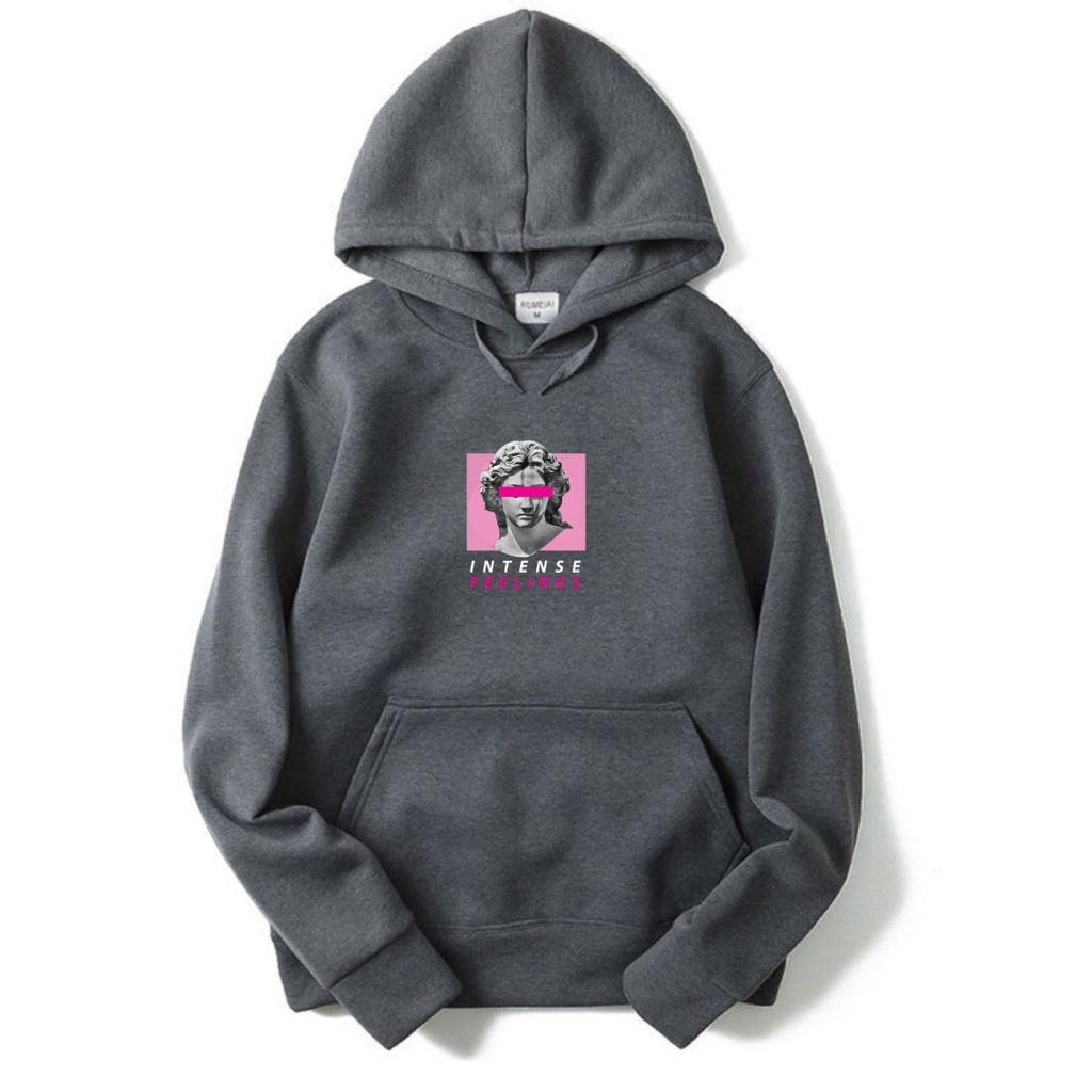 Sweater Hoodie Intense fealing Terbaru Motif Logo Gambar Hudie Distro Kekinian Terbaru 2022 Hijau Botol KAOS COMBAD 24S CATTON