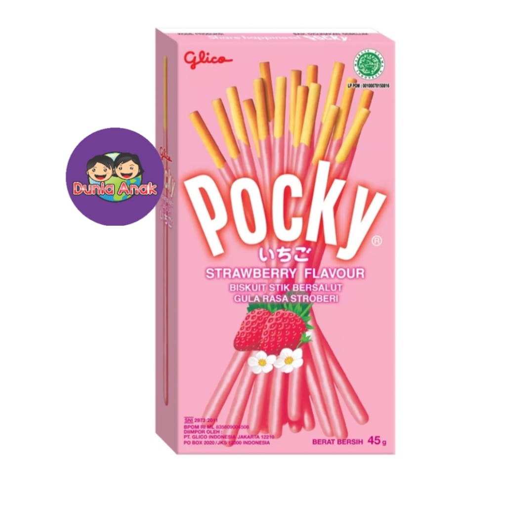 

Glico Pocky Strawberry Flavour 45gr Biskuit Stick Bersalut Gula Rasa Strawberry