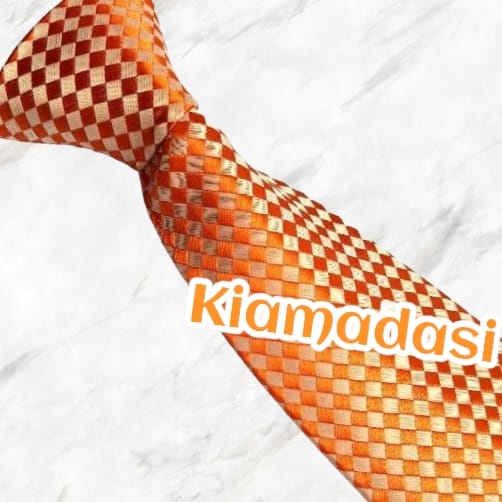 Dasi Pria Import Motif Kotak warna Orange Slim 3inch Best Seller