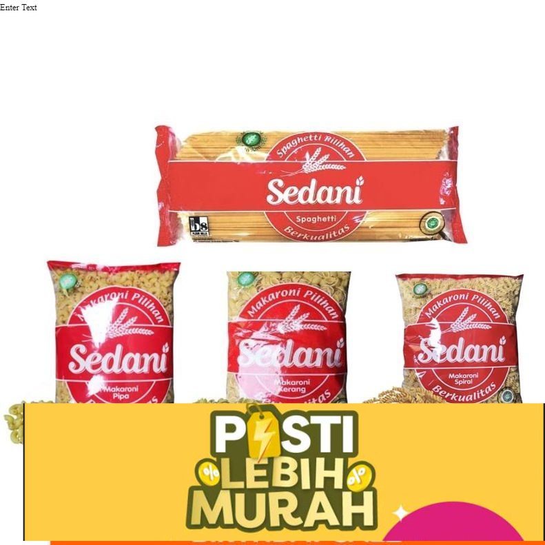 

Sedani Mie Pasta Spaghetti Lidi 1 Kg, Kerang, Spiral & Fusilli , Pipa | Packing Aman |