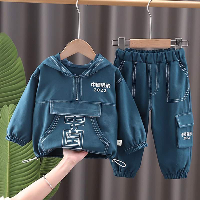 Setelan Hoodie Anak Laki Laki Mandarin