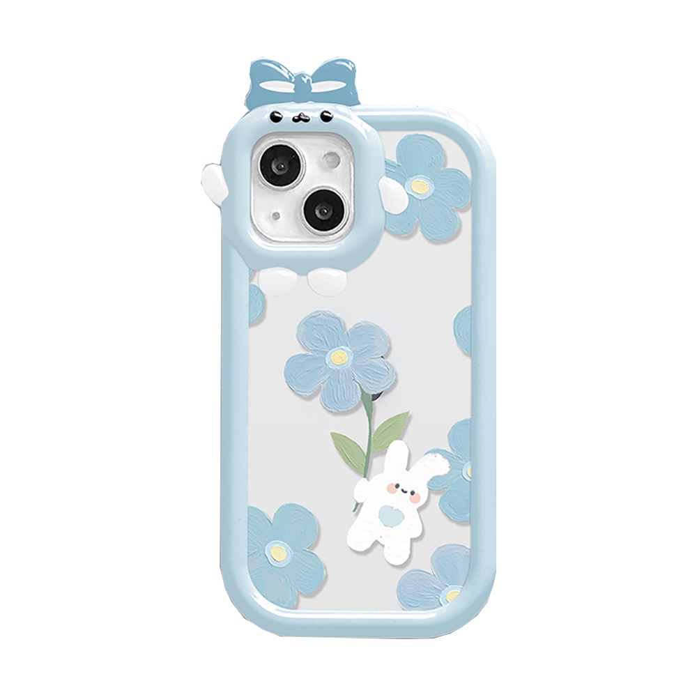 Redmi Note 11 Pro Note11S 10C 10A 9C 9A 10 9T 9 Note10 5G 10s Note9 Note8 Poco M5S X3 NFC M3 Pro Fashion Lensa Monster 3D Motif Bunga Tulip Kelinci Shockproof Clear Phone Case BY