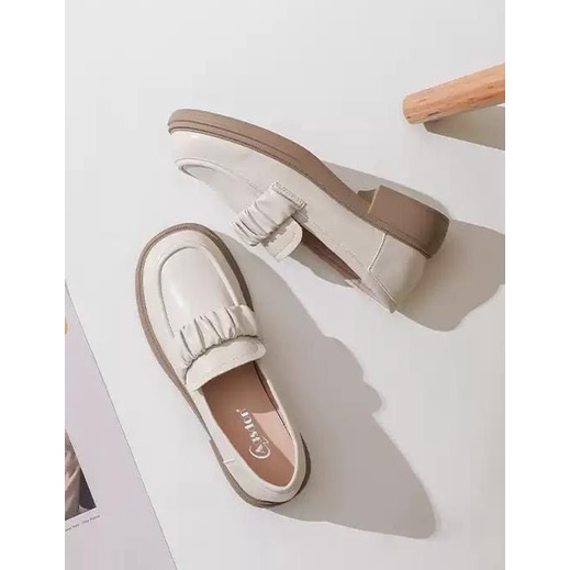 Sepatu Loafers Wanita Style Korea Kulit Matte Impor Javier 0228