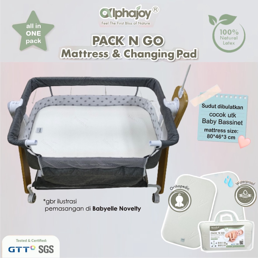 ALPHAJOY PACK N GO MATTRESS &amp; CHANGING PAD LATEX WATERPROOF