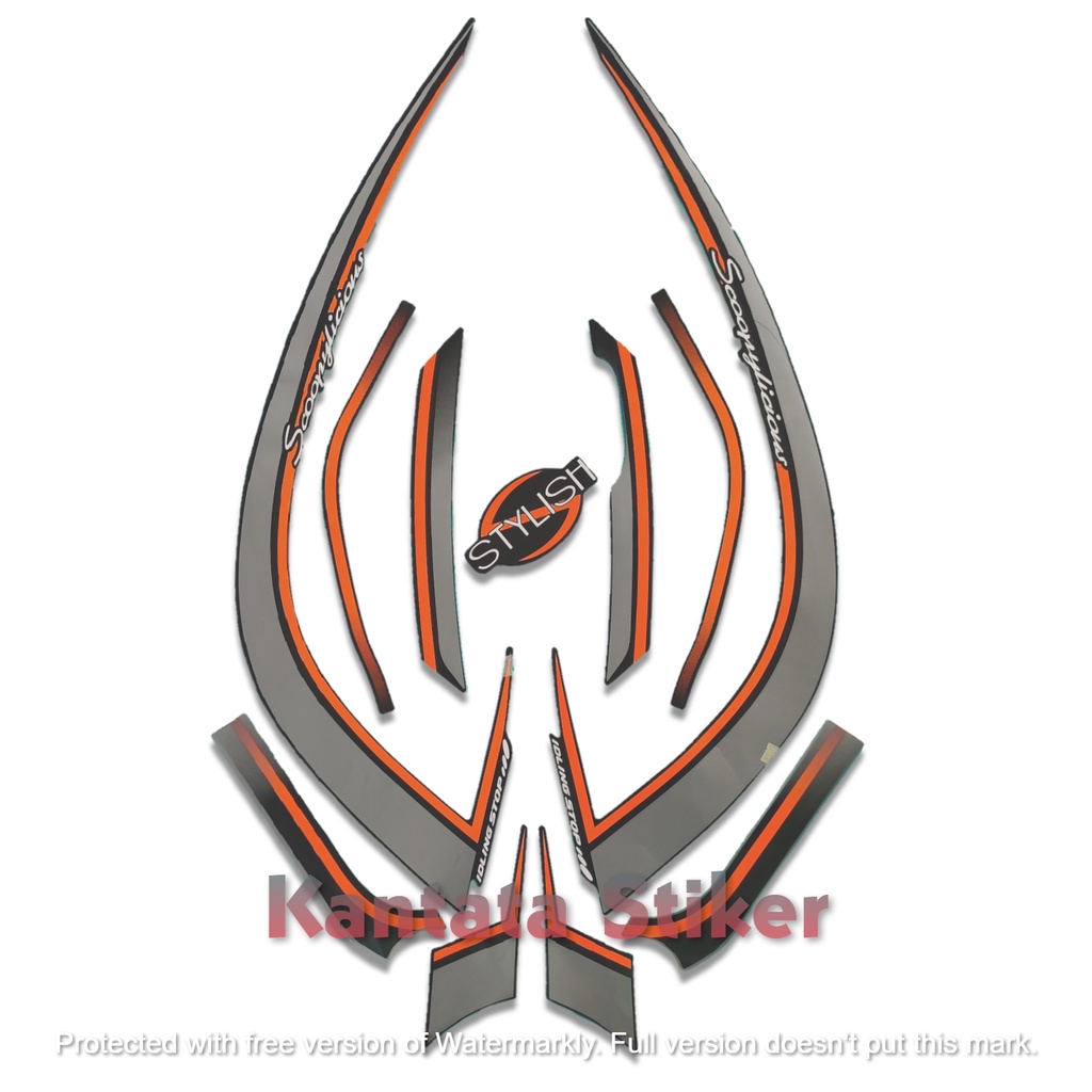 Stiker Striping Lis body Motor Honda Scoopy Stylish 2017 Hitam Standar Full Set