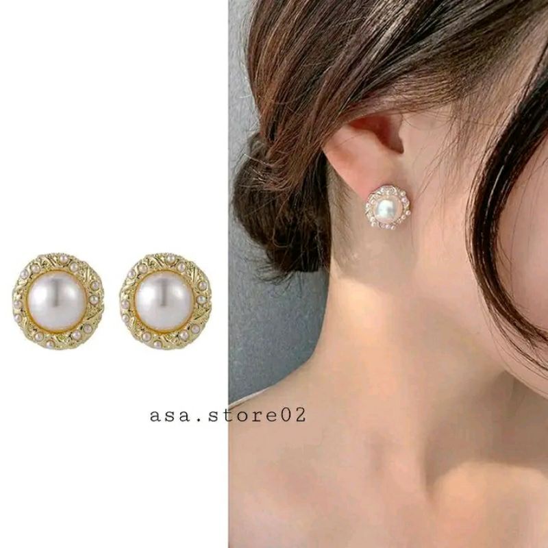 Anting Wanita Klip Bundar/Anting Jepit Tanpa Tindik/Anting Hijab