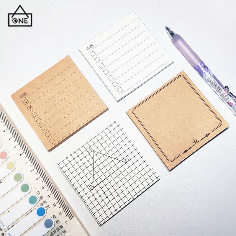 COD❤️Sticky Note Memo Brown White Retro Sederhana Korea Sticky Note Alat tulis-A.one