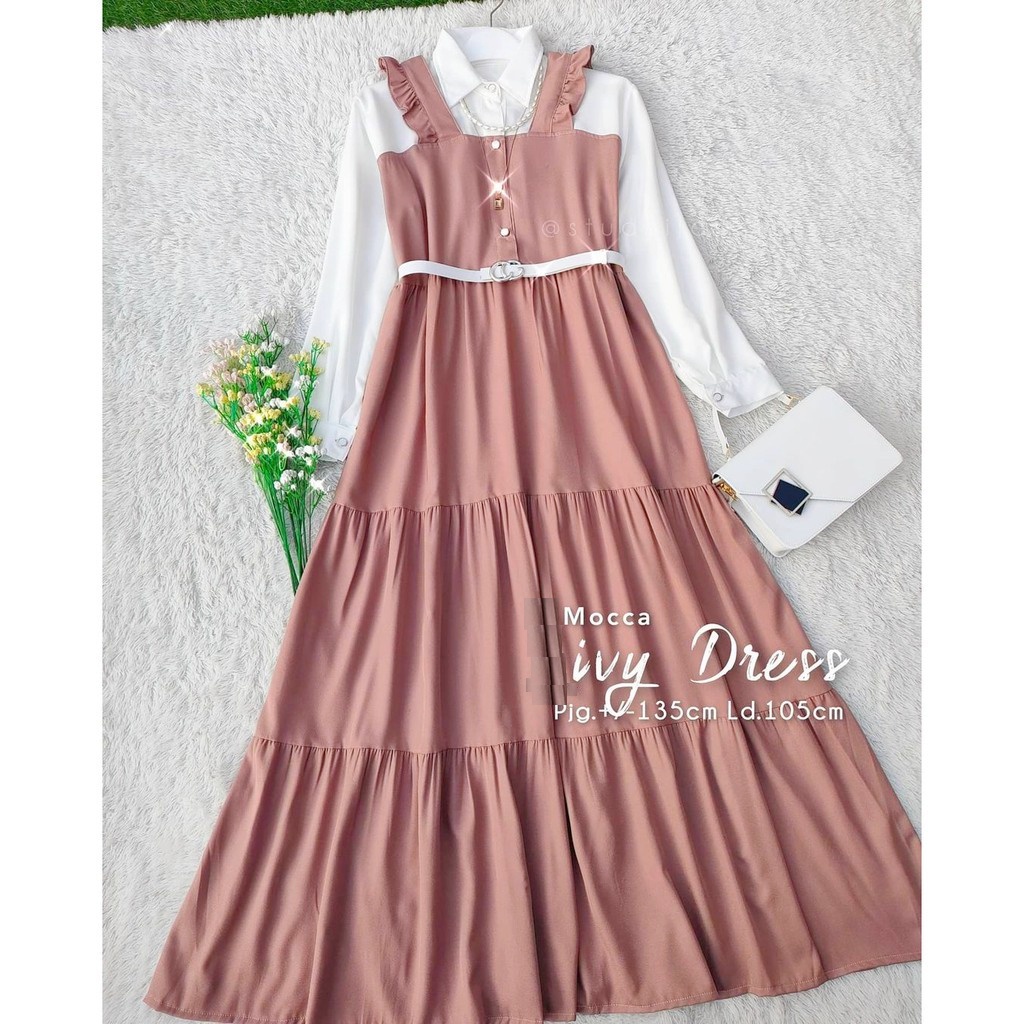Dress Lebaran Raya Remaja Dusty Pink Kekinian Terbaru 2023