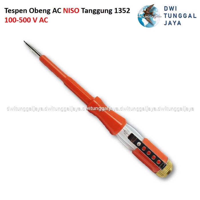 Kualitas terbaik] Tespen Listrik NISO Tanggung Kuat Testpen Obeng Tester 1352