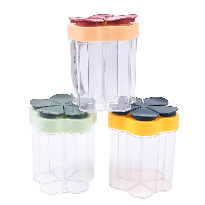 [XOQ] KOTAK BUMBU DAPUR MINIMALIS 5 SEKAT / RAK BUMBU 5 IN 1 / WADAH TEMPAT BUMBU DAPUR / PENYIMPANAN BUMBU DAPUR SEASONING JAR