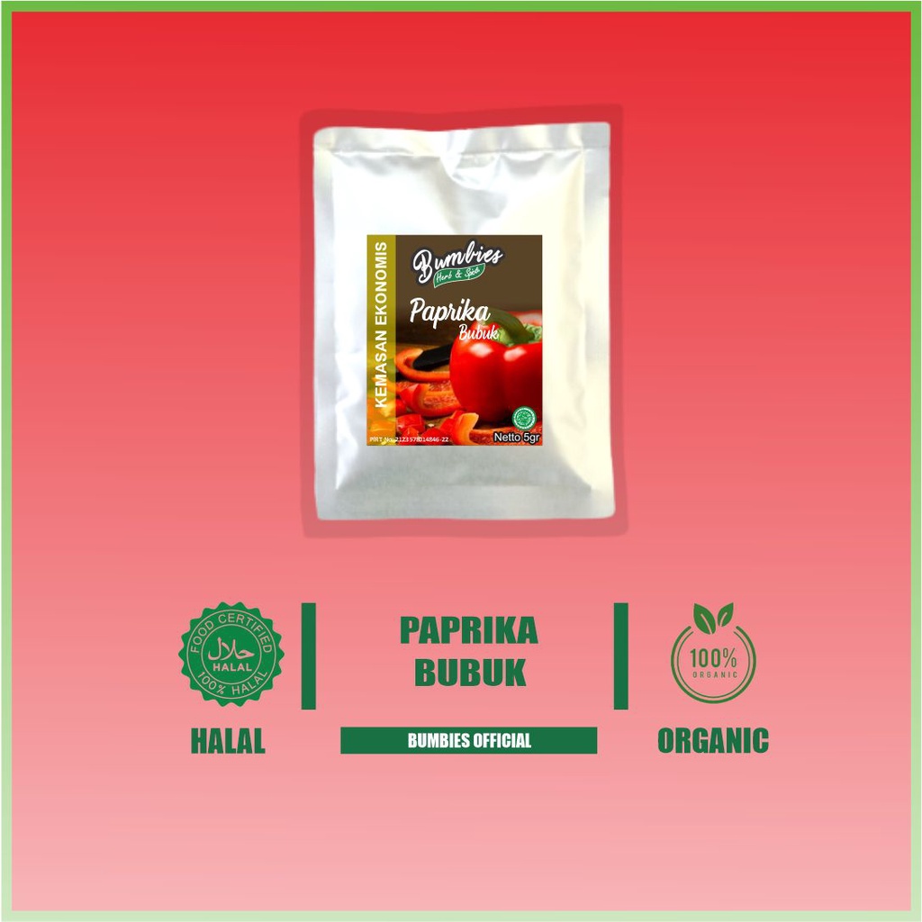 

Paprika bubuk 5gram EKONOMIS bumbies product | Red Paprika Powder | Rempah-rempah penyedap | Prapika refil | Bumbu Instant | Bumbu Rempah