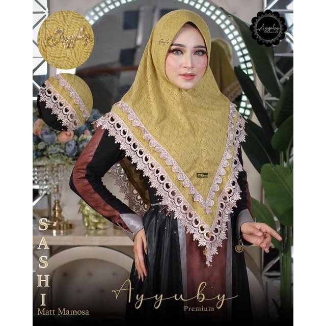 HIJAB BERGO SASHI BAHAN JERSEY MAMOSA MIX RENDA IMPORT ORI AYYUBY
