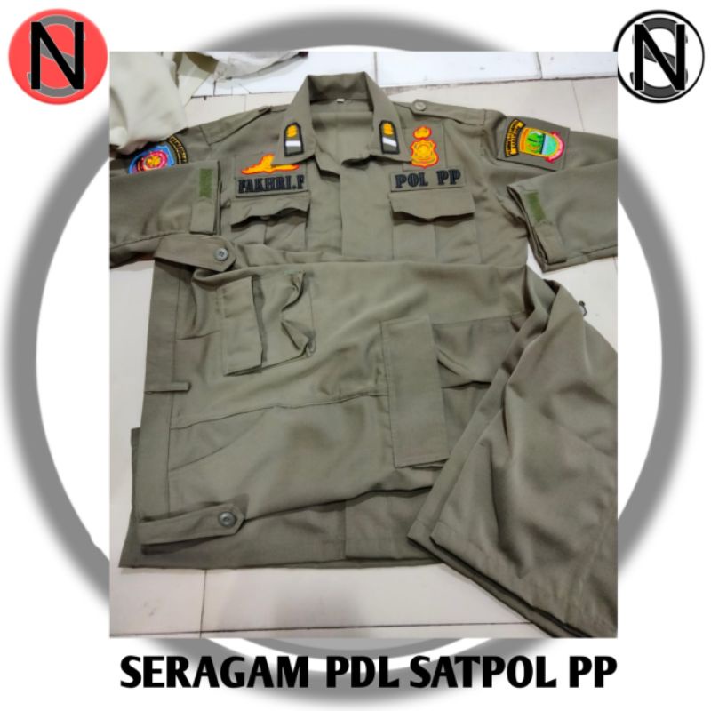 stelan baju dan celana pdl satpol pp bahan dril mantulll