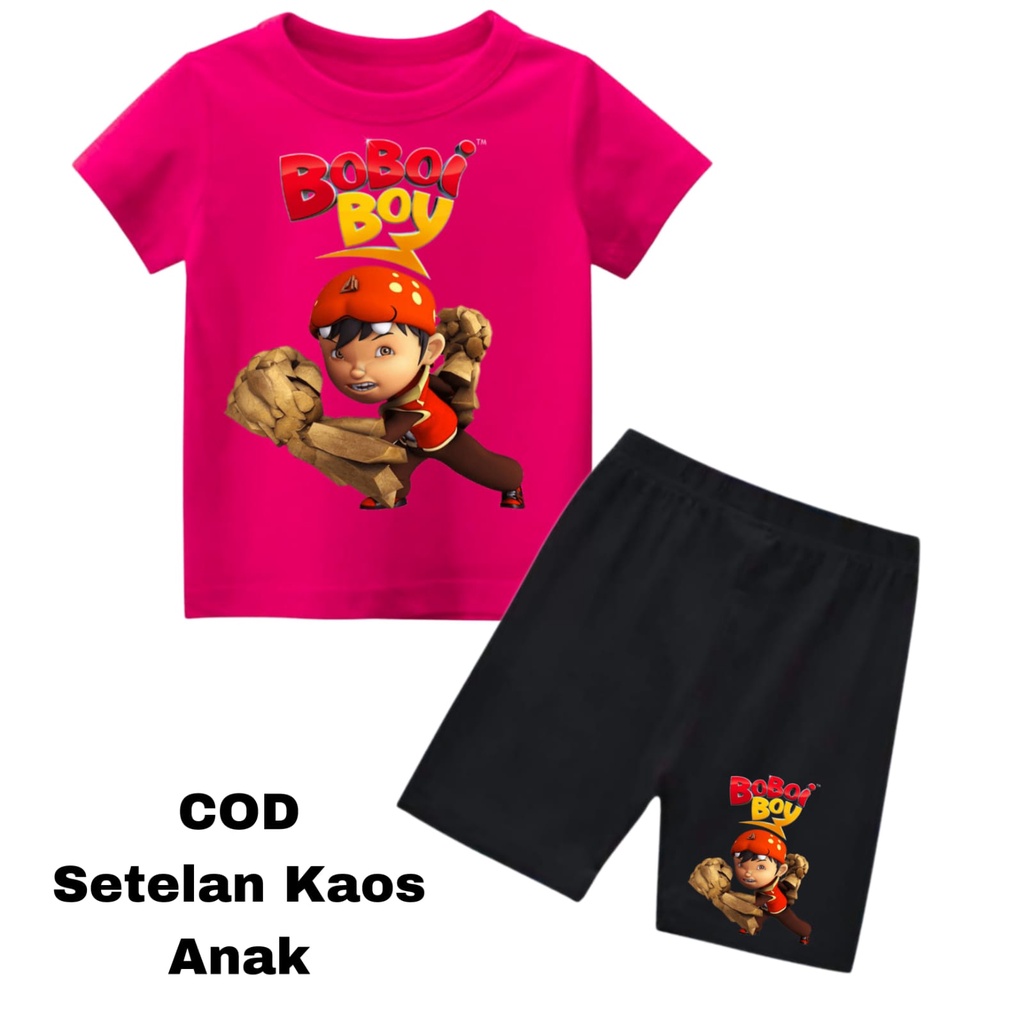 Hzl_outfit Setelan Kaos Baju Boiboiboy Airbender Anak Laki Laki