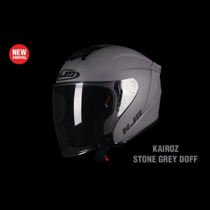Njs Kairoz Stone Grey Solid | Helm Half Face Abu Original