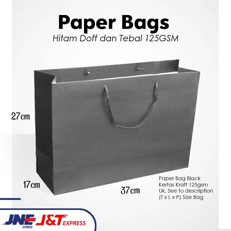 

Paper Bag Hitam Jumbo Lanscape Uk. 37x17x27 cm / Paper Bag Kado Packing Souvenir Pernikahan Wedding / Paperbag Polos Warna Hitam Packaging Online Shop Butik / Tas Kertas Bridesmaid Murah