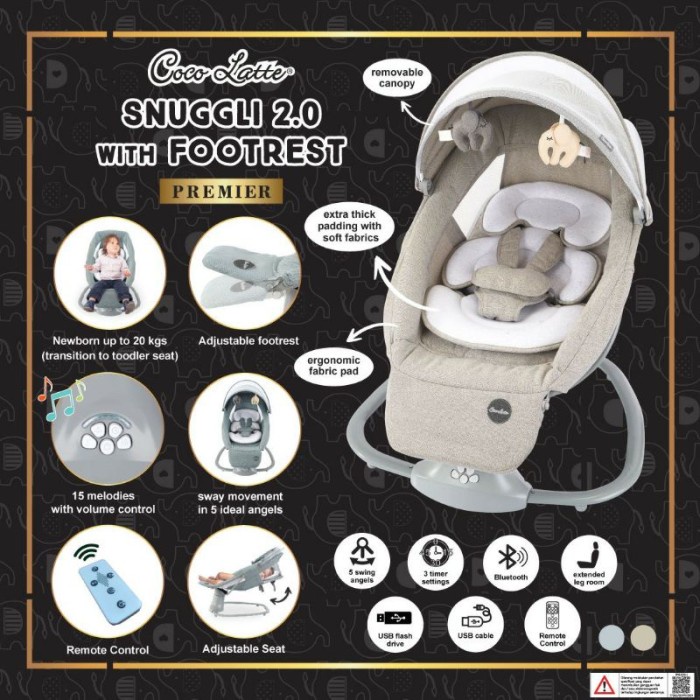 Bayi Bouncher Cocolatte Snuggli 2.0 Premier With Footrest Ayunan Snuggli