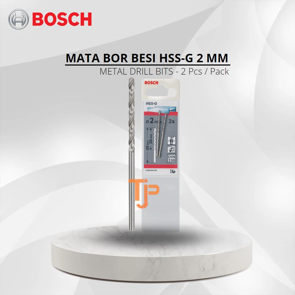 BOSCH MATA BOR BESI HSS G 2 MM - 2 PCS / PACK PN.2608585908