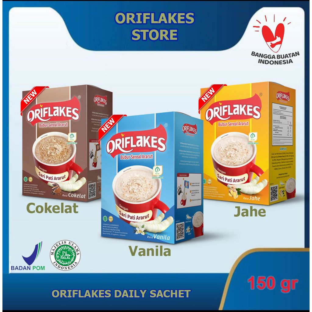 

Oriflakes daily sereal umbi garut 150 gram @5 sachet.