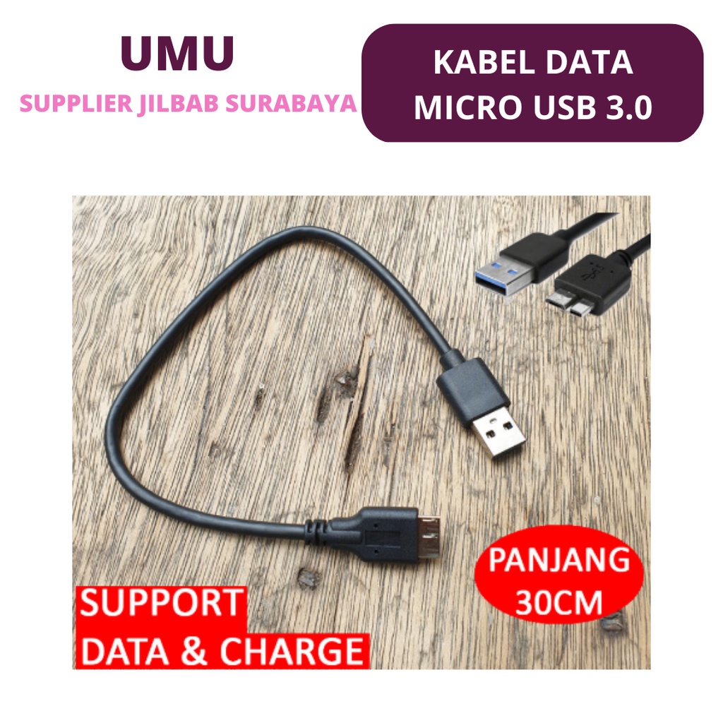 (UMU SUPPLIER) Kabel Data Micro USB 3.0 Cable SSD HDD Usb3 Male A to Micro B External