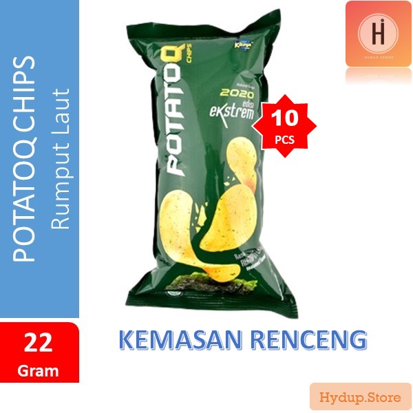 

Potato Q Chips | PotatoQ Hijau Rasa Rumput Laut Pack Isi 10 Kemasan 22 Gram