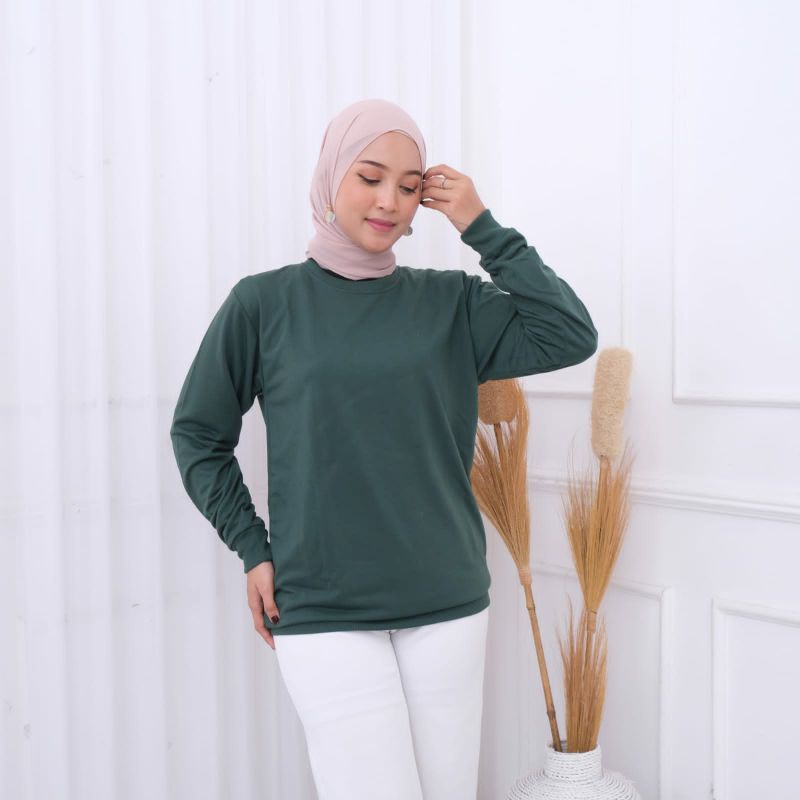 Sweater Warna Hijau Green Polos Unisex Basic Babyterry