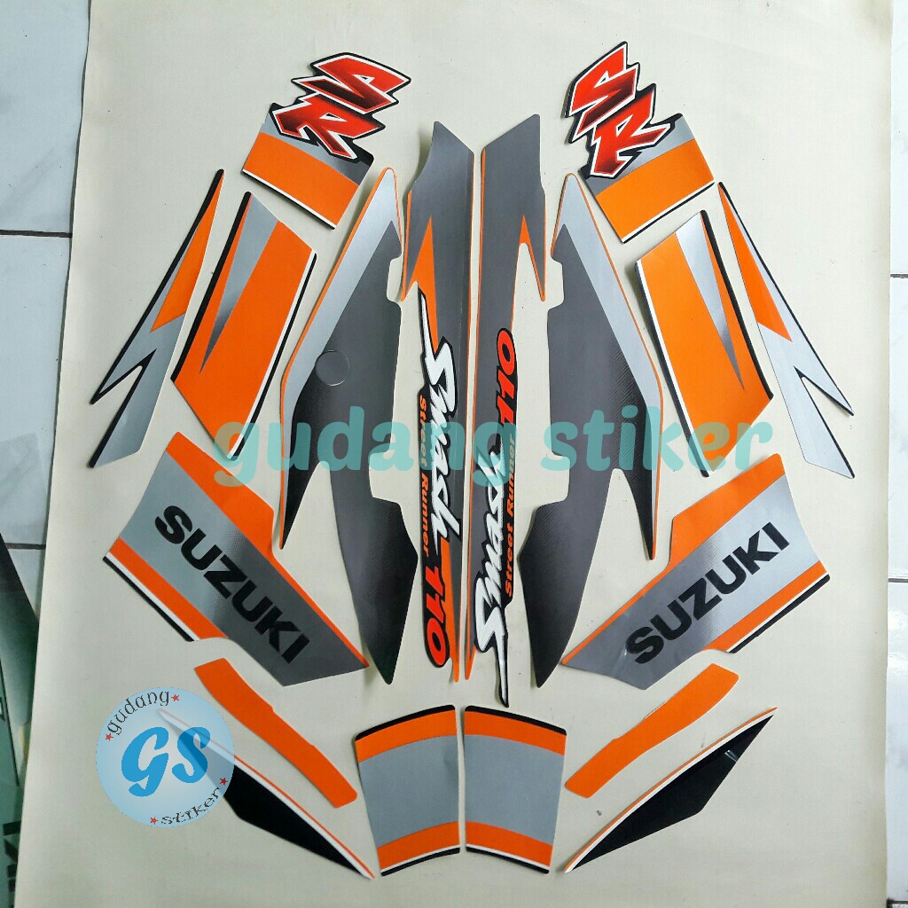 sticker striping motor suzuki smash sr 2005 orange