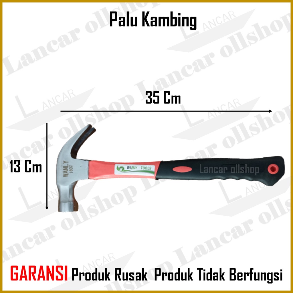 Palu kambing Magnet Gerigi 16 oz / Palu Tukang Gerigi Gagang Plastik