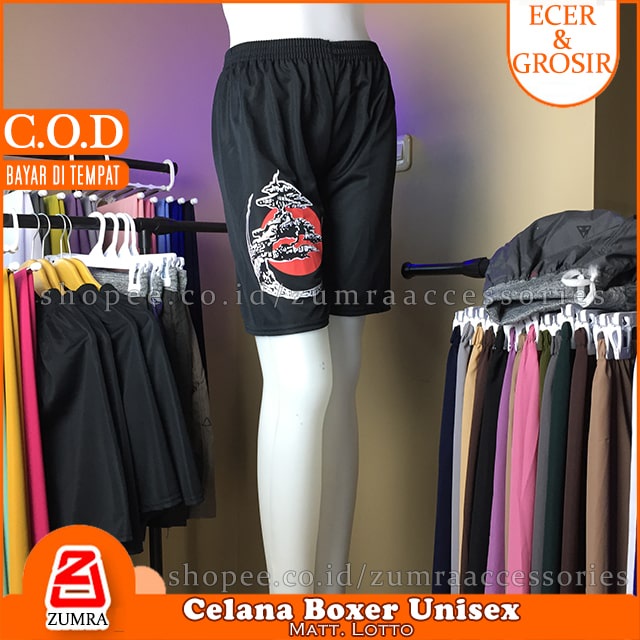 Paket Isi 4 pcs Boxer Unisex Pria Wanita Matt Lotto Hitam 4 Motif