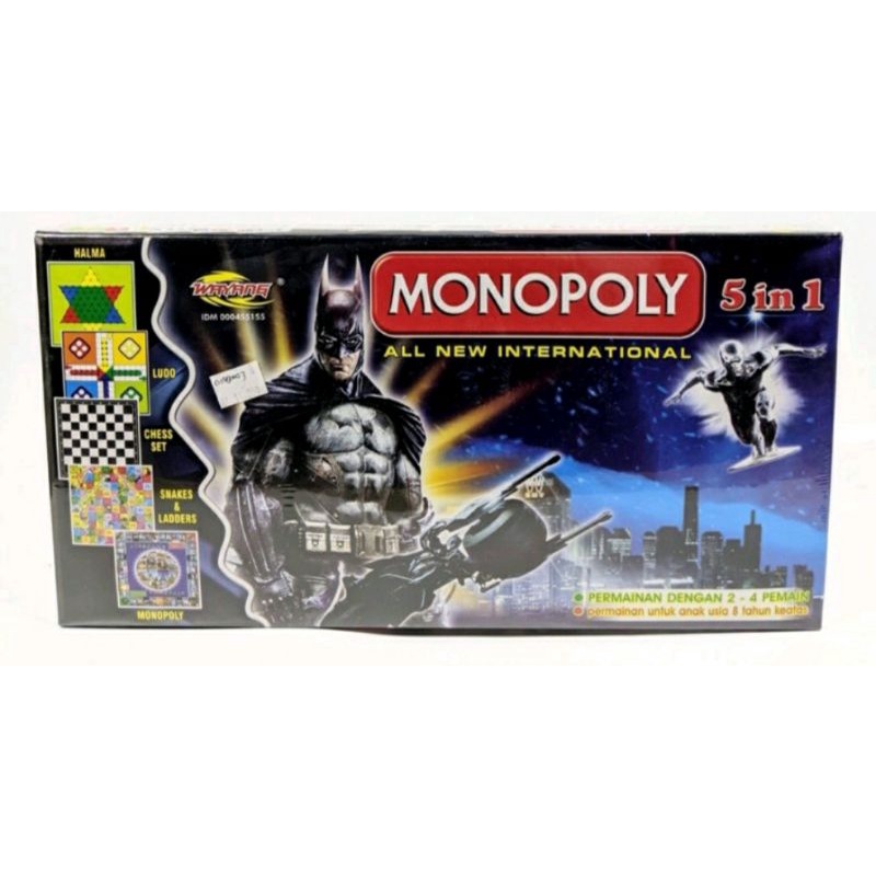 Mainan Monopoli 5 in 1 Internasional Catur ular tangga Halma Ludo