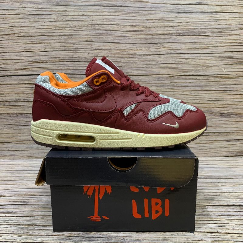 Sepatu Nike Airmax 1 Patta Waves Rush Maroon Original Premium