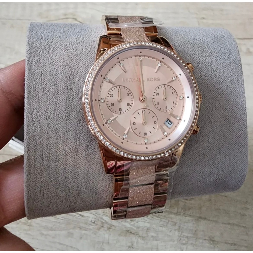 Michael Kors Women's Janelle Chronograph Rose Gold-Tone Stainless Steel Watch MK7108