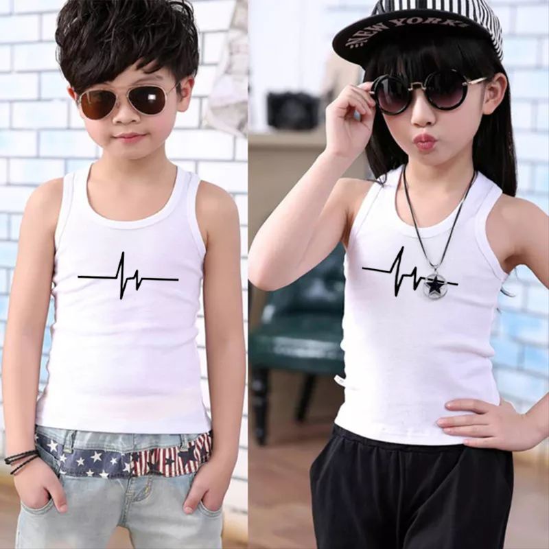 Singlet Anak 2-15 Tahun Cewek/Cowok Singlet Unisex Detak Baju Dalaman Anak Distro