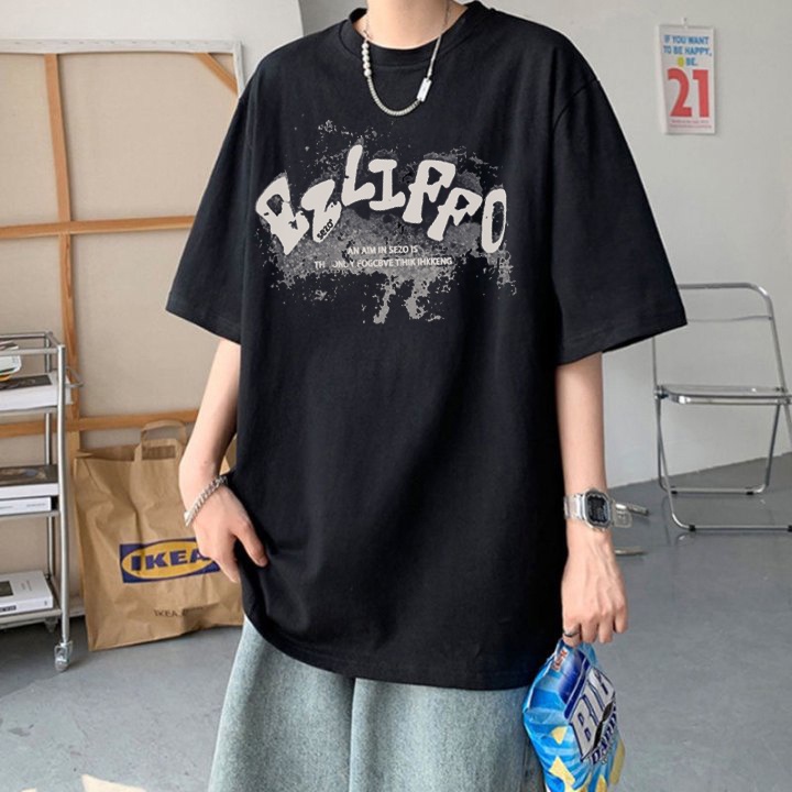 RDGF official shop kaos pria terbaru 2023 kemeja leher bulat kaos hitam oversize  PRIA &amp; WANITA (UNISEX)A0374