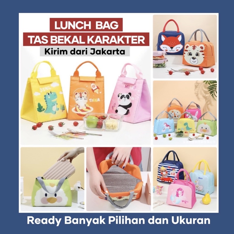 LUNCH BAG TAS BEKAL ALUMUNIUM tas Bento Cooler Bag Animal Karakter Kartun Tas Aluminium