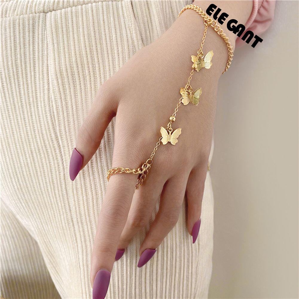 Gelang Liontin Butterfly Bahan Alloy Gaya Punk Untuk Wanita