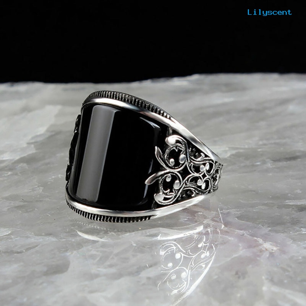 [LS] Finger Ring Baking Varnish Relief Unisex Penggunaan Bunga Hitam Broadside Jewelry Ring Untuk Dekorasi